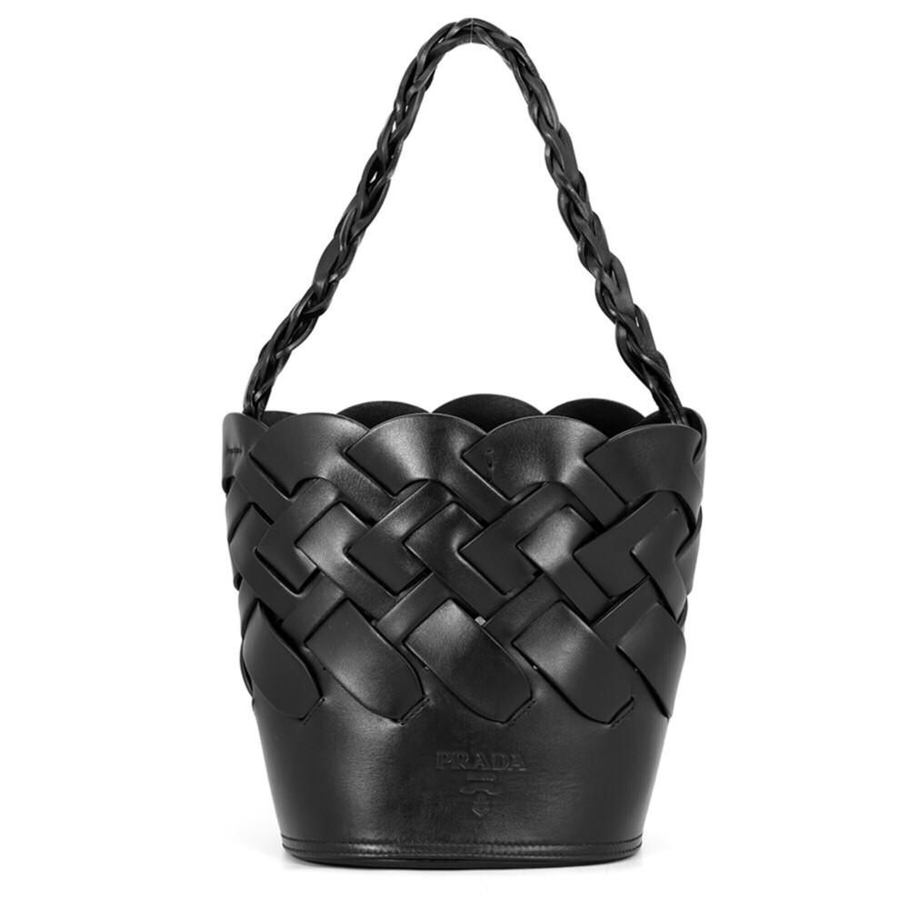 Prada Shoulder Bag Leather 1BE049 PRADA Black Handbag